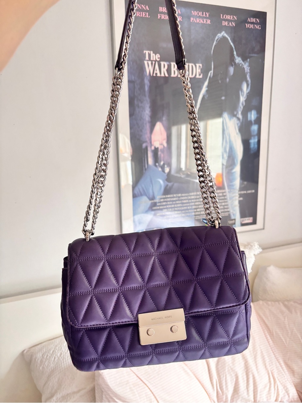 Michael Kors Violet Quilted Leather Shoulder Bag with Silver Chain - Picture 9 of 10